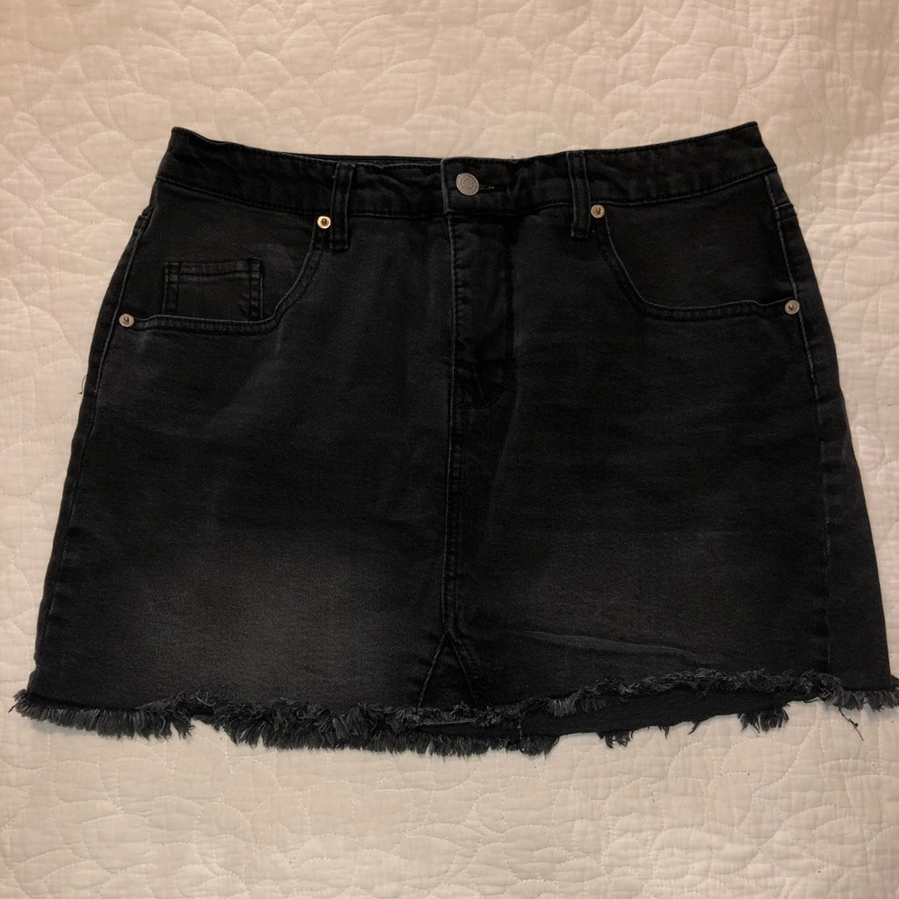 Black blue jean skirt
